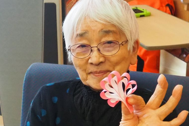 スタッフ手作りのハートの飾りつけは『かわいい』と女性のご入居者の皆さんに特に好評でした。